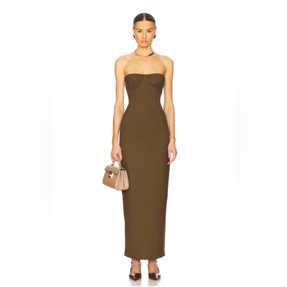 Elegant Strapless Brown Dress